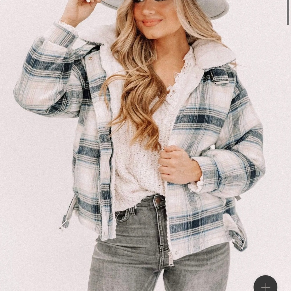 Plaid Sherpa coat